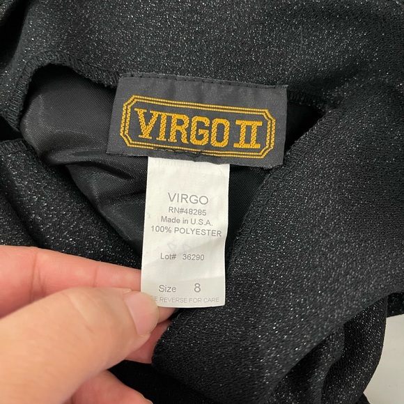 VIRGO II 60’s Black Sleeveless Glitter Midi Dress Size 8 - Picture 7 of 11